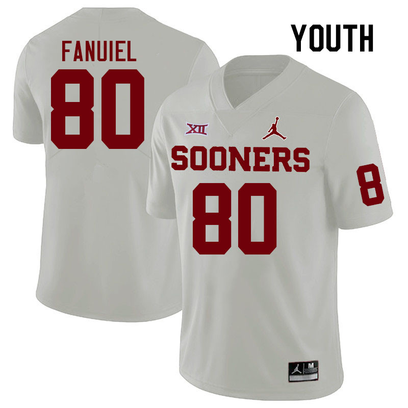 Youth #80 Josh Fanuiel Oklahoma Sooners College Football Jerseys Stitched-White